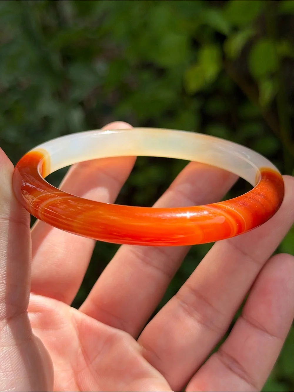 61mm inner diameter skinny banded agate carnelian bangle 1743